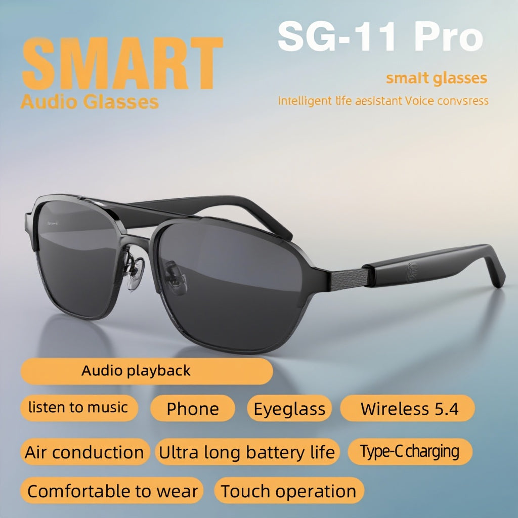 2025 New Smart Audio Glasses: Open Stereo Sound, Touch Control, HD Music Quality, Magnetic Interchangeable Lenses for Driving & Sports – Stylish and Practical with All-Day Battery Life