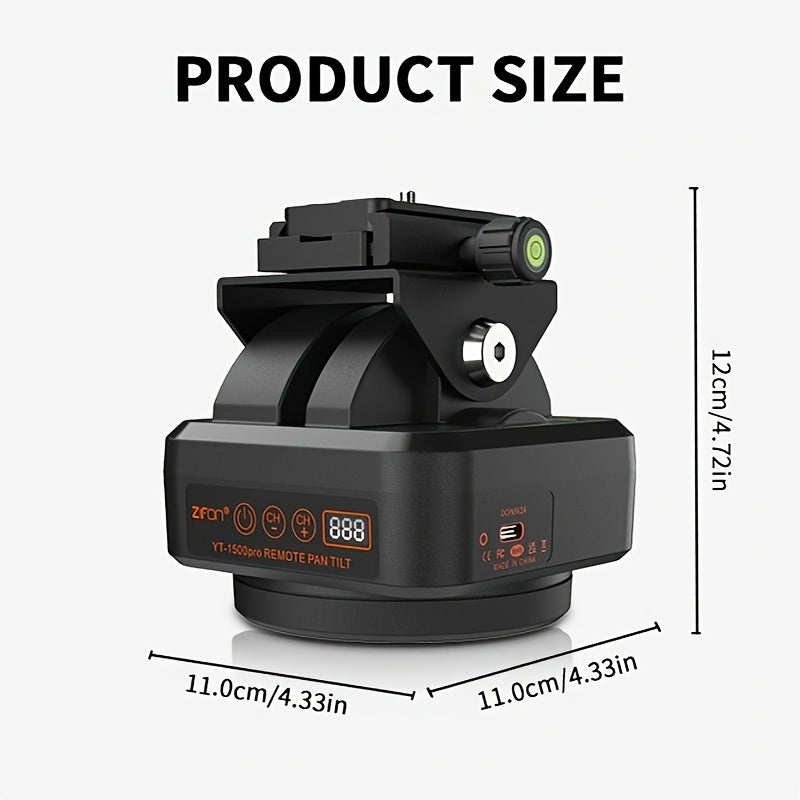ZiFon YT1500pro new electric rotating head,, built-in 2000mAh rechargeable battery, horizontal 360 rotation, 8-speed, vertical tilt 52 degrees load capacity of 2kg (70.5oz), with remote joystick remote control and AB point infinite round-trip function, c