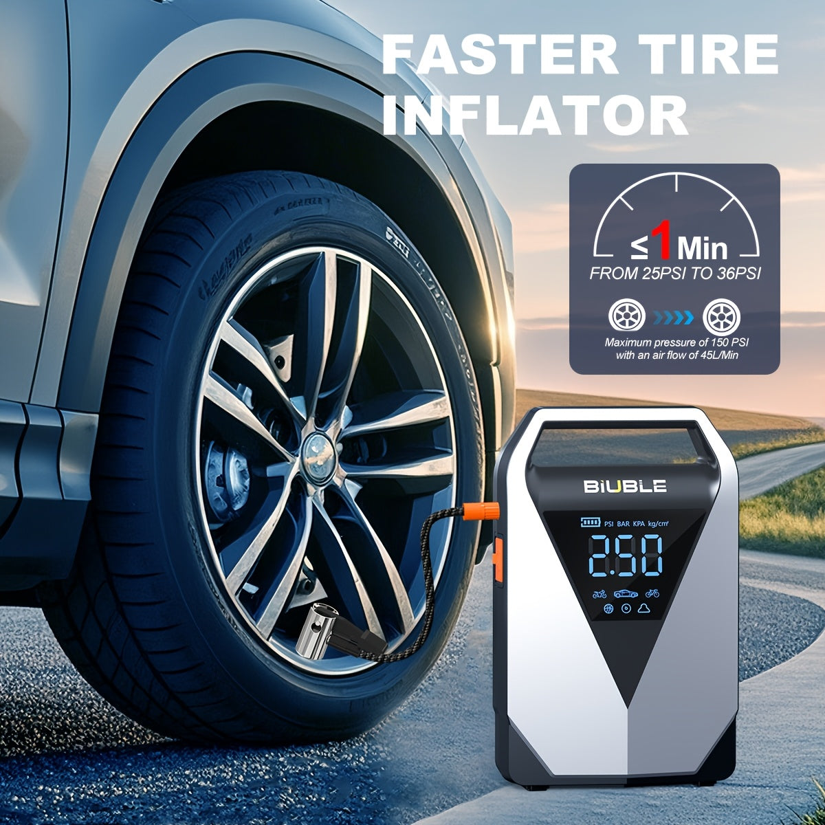 Car Jump Starter With Air Compressor Cordless Tire Inflator, 8000A Battery Booster With Power Bank Pack & LED Flashlights, 12V Auto Jumper Box For 12V Gas Or 10.0L Diesel Vehicles