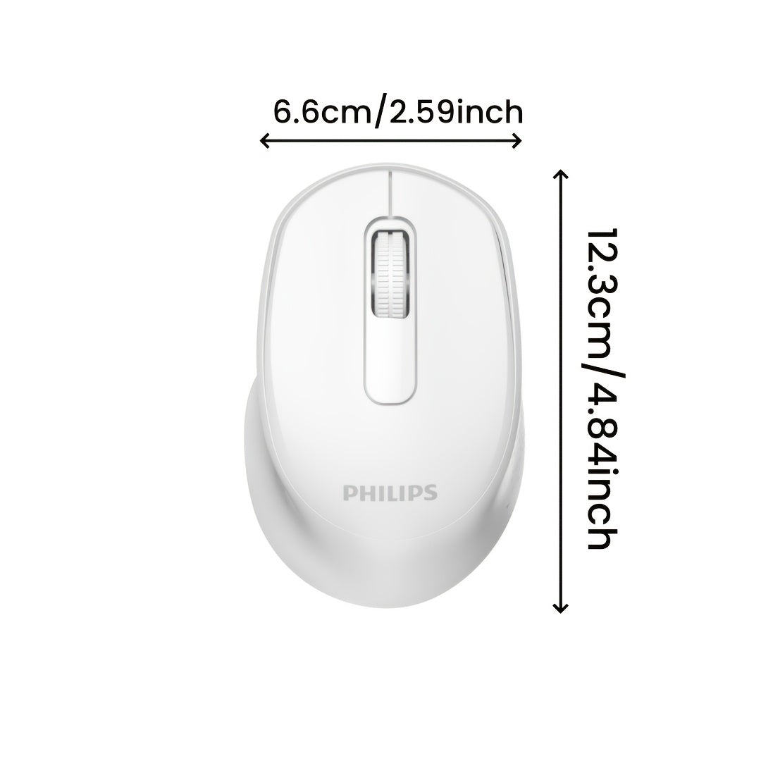 For Philips Dual Mode Wireless Mouse, Silent Click, Portable USB Wireless Mouse for PC, Laptop, Gaming, Office and Entertainment, Ergonomic Grip, Low Power Consumption and Long Battery Life, Quiet Operation Suitable for Office and Home Entertainment Use