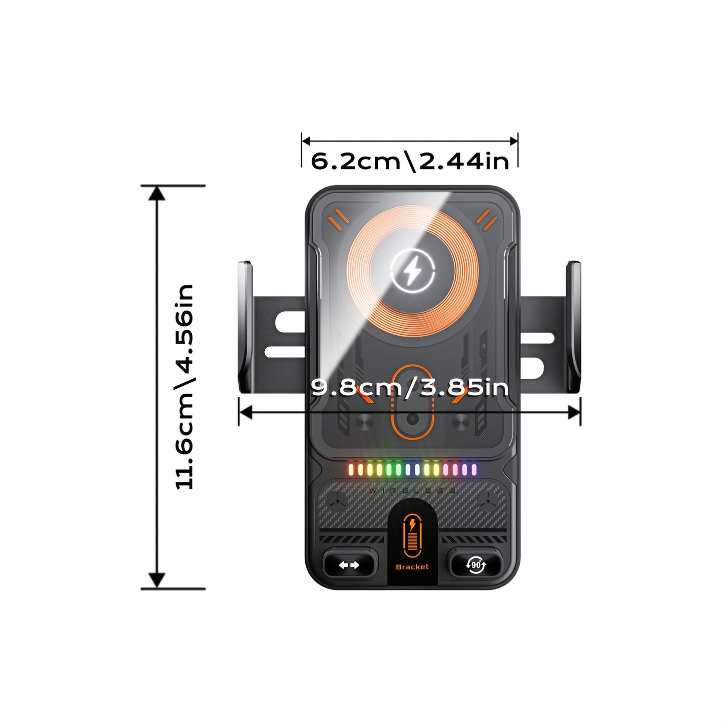 Wireless car charging holder, 15W fast charging car navigation mobile phone holder, intelligent induction opening and closing, automatic clamping mobile phone holder, suitable for iPhone16 15 14 13 12 11 Pro Max, Samsung