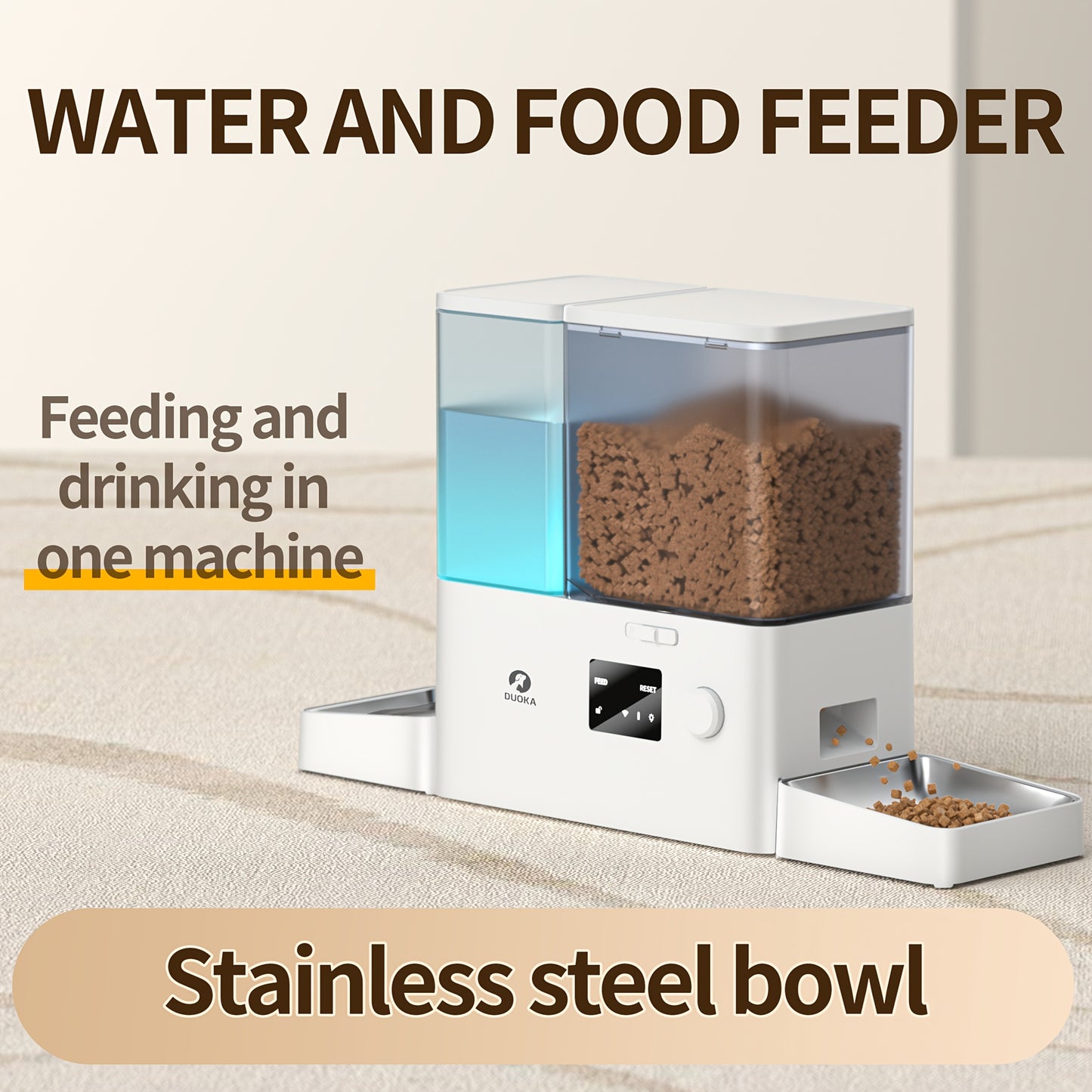 Smart WiFi Cat Feeder & Water Dispenser 2-in-1 - Large Capacity App-Controlled Automatic Pet Food and Water Dispenser with USB Power, Sleek White Design for Multiple Cats - Ideal Gift for Pet Owners, Remote Controlled Pet Feeder, Modern Pet Feeder, Wifi