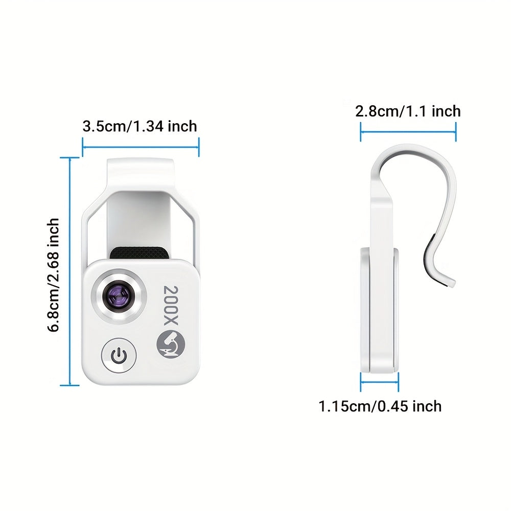 APEXEL 200X Phone Mini Pocket Microscope with CPL Clip-On Lens & LED Light, Universal USB/Battery-Powered Microscope for iPhone & Almost All Phones - High Definition, Easy to Use, Perfect for Hobbyists, Photographers & Youngsters, Photo Shoot Accessory |