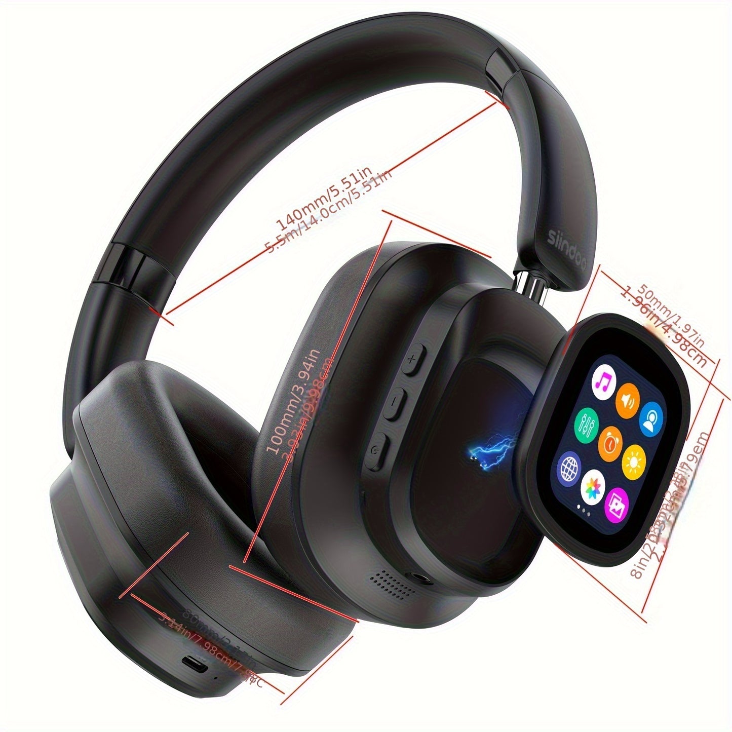 Siindoo Hybrid Active Noise-Cancelling Headphones with Touchscreen, 66-Hour Playtime Wireless Earbuds with Mic, Soft Ear Pads, Multi-Eq Bass Comfort Fit for Tablets, Laptops, Phones