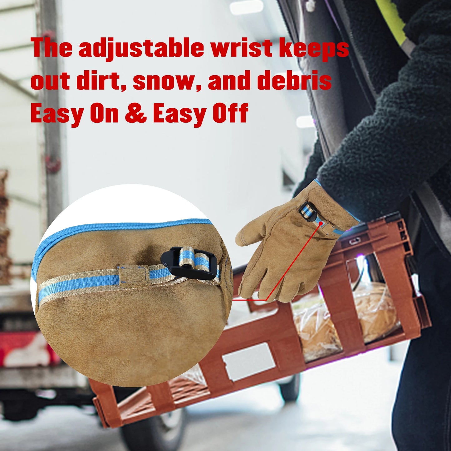 HANDLANDY Winter Work Gloves for Men Women, Water Repellent Cold Weather Insulated Genuine Leather Work Gloves