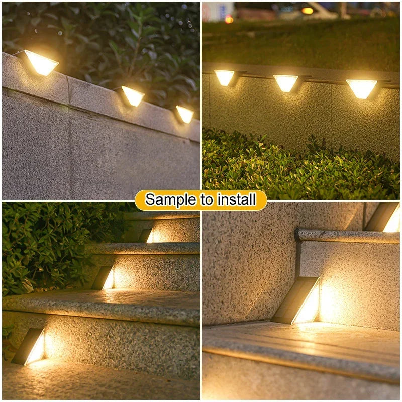 AlliLit 1~16 PCS LED Solar Step Light Outdoor Waterproof Solar Deck Stair Patio Lamp Garden Decoration Driveway
