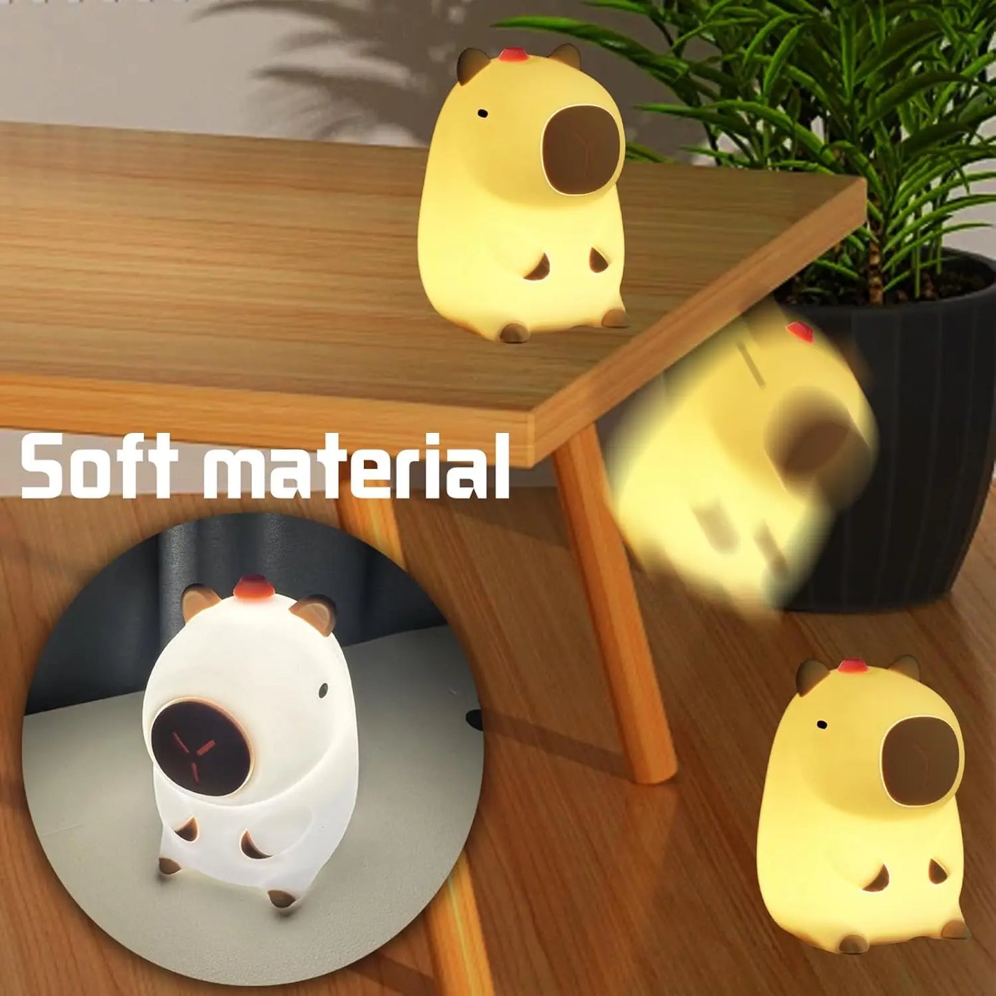 Xiaomi Cute Capybara Night Light 7 Colors Touch LED Cartoon Silicone Bedside Sleep Night Lamp For Children Room Birthday Gift