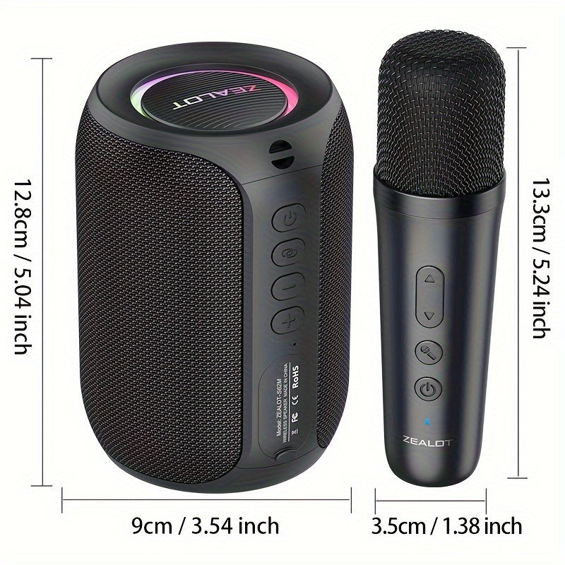ZEALOT S62m Wireless Speakers with Two Wireless Microphones, Portable Subwoofer Speaker, Dual Pairing, 3600mAh Battery, 12 Hours Playtime Loud Stereo, Booming Bass. Charging Cable, Connect with Mobile Phone/Tablet/TV.