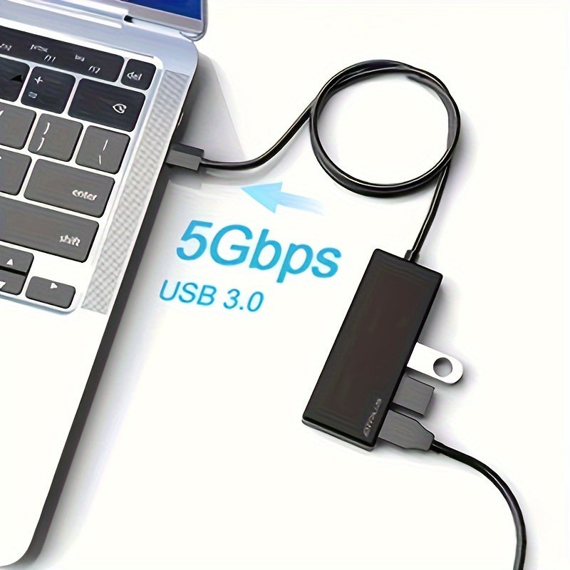 Compact 4-Port USB 3.0 Hub - Portable Multi-Device Extender for Desktops, Laptops, Xbox, Flash Drives & More