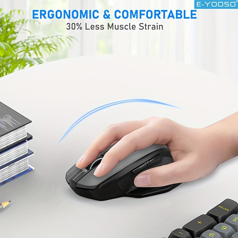 E-YOOSO 1pc 2.4G Wireless Mouse with Micro (Nano) Receiver Mouse Supports Power Saving Mode And Low Battery Reminder Function, Standby And Sleep Function, Plug And Play for Laptop, Desktop Computer, Office Mouse, Gaming Mouse, Ergonomic Mouse (Without Ba