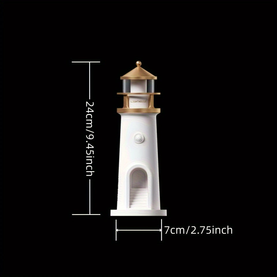 1pc lighthouse night light with a clear moon projection image, sensitive human body sensing switch and long-brightness function that can be switched, suitable for many scene atmospheres, and the sealed packaging of the product is more decent.