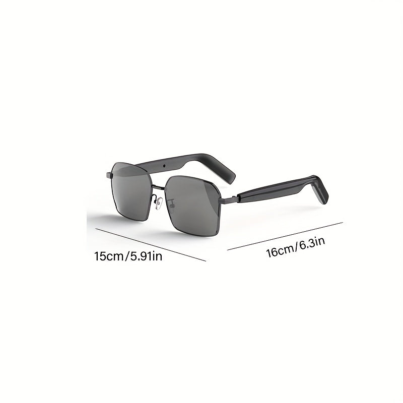 SG-12 PRO Smart Wireless Glasses Headphones, Wireless Bone Conduction Sports Glasses with Open Stereo Sound, Ultra-Clear Calling, Ultra-Long Battery Life, Foldable Business Glasses, Memory Titanium Alloy Nose Pad, Compatible with All Phone Models, Wirele