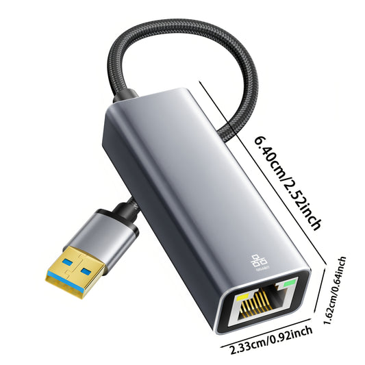 TECHTOBOX USB to Ethernet Adapter Gigabit (1000Mbps), USB 3.0 Ethernet Dongle with Fast Data Transfer, Plug and Play, No Drivers Needed, Compatible with Nintendo Switch, PC, MacBook, Linux, Windows, Raspberry Pi - Compact RJ45 LAN Adapter for Gaming, Str