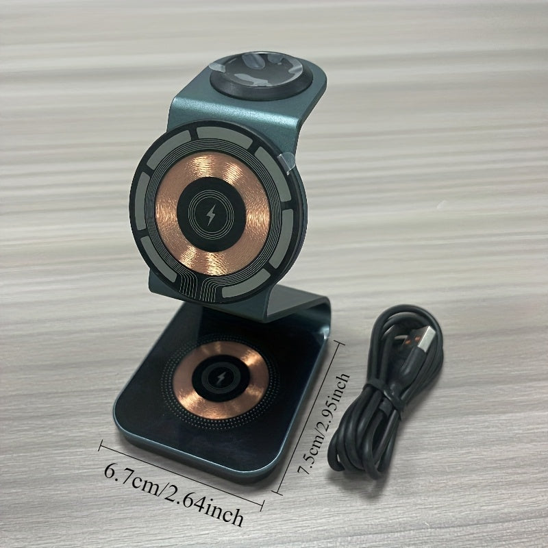 3 in 1 Magnetic Wireless Charger Stand for Apple Multiple Devices Magnet Phone Holder Bracket Fast Wireless Charging Station for iPhone 16 15 14 13 12 Pro Max Mini Plus for Apple Watch Ultra/10/9/8/7/6/5/4/3/2/1/SE for Airpods 4/3/2/Pro/Pro2