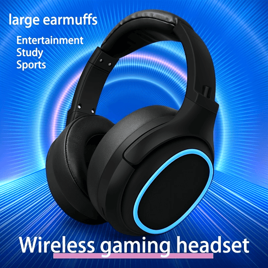 D-815 Wireless Gaming Headset with HiFi Bass, Large Earmuffs for Over-Ear Comfort, Long Battery Life, Wireless Connectivity, Adjustable & Rotatable, Built-in Mic for Calls & Music, TF Card Playback, AUX Support, Type-C Charging - Ideal for Entertainment