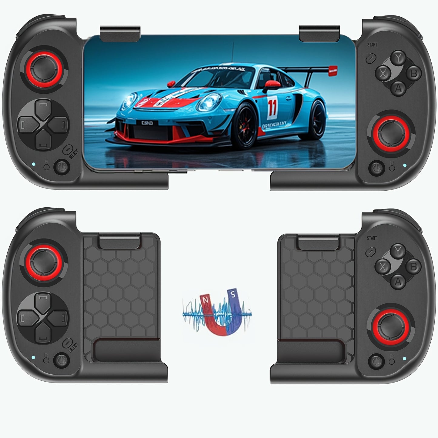 Left Right Split Smart Wireless Cloud Gaming Controller for iOS, Android, Windows PC, Compatible with iPhone 15/ 14, iPad, Steam - High Tenacity Material, Hall Triggers, Linear & Analog eSports Gamepad with Rechargeable 400mAh Lithium-Polymer Battery