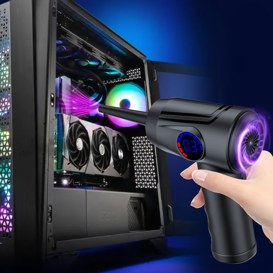 Cordless Electric Air Duster with 51000 RPM High-Power Blower, 4-Speed Adjustable (31000/37000/43000/51000 RPM), LCD Battery Display & LED Light, USB-C Fast Charging, Portable Electric Air Cannon for Computer, Keyboard, Gaming Console, Home - Replaces Co