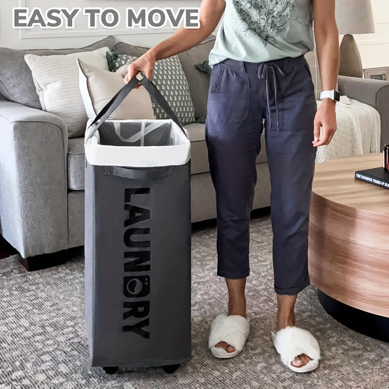 Wheeled Laundry Basket for Convenient Clothes Storage with Four Wheels and Carrying Handle, Laundry Hampers