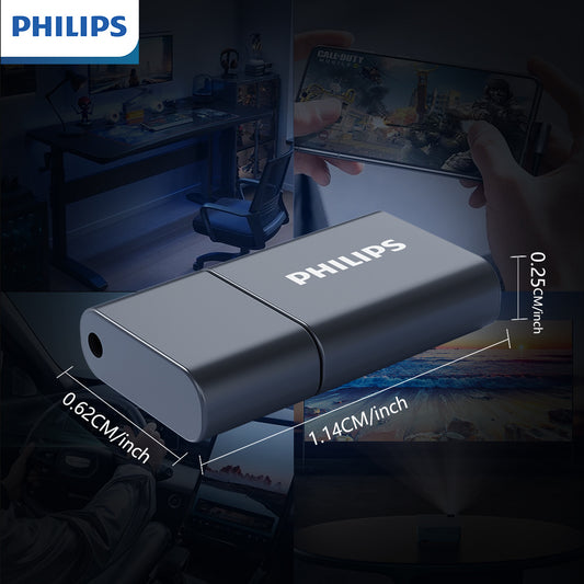 For PHILIPS Type-C Flash Drive with Magnetic Cap Design – Plug & Play, Easy to Store, Compatible with Devices That Support USB 3.2, Sleek Black C-Shaped Profile, Device Connectivity, Modern Accessory, Durable Cap