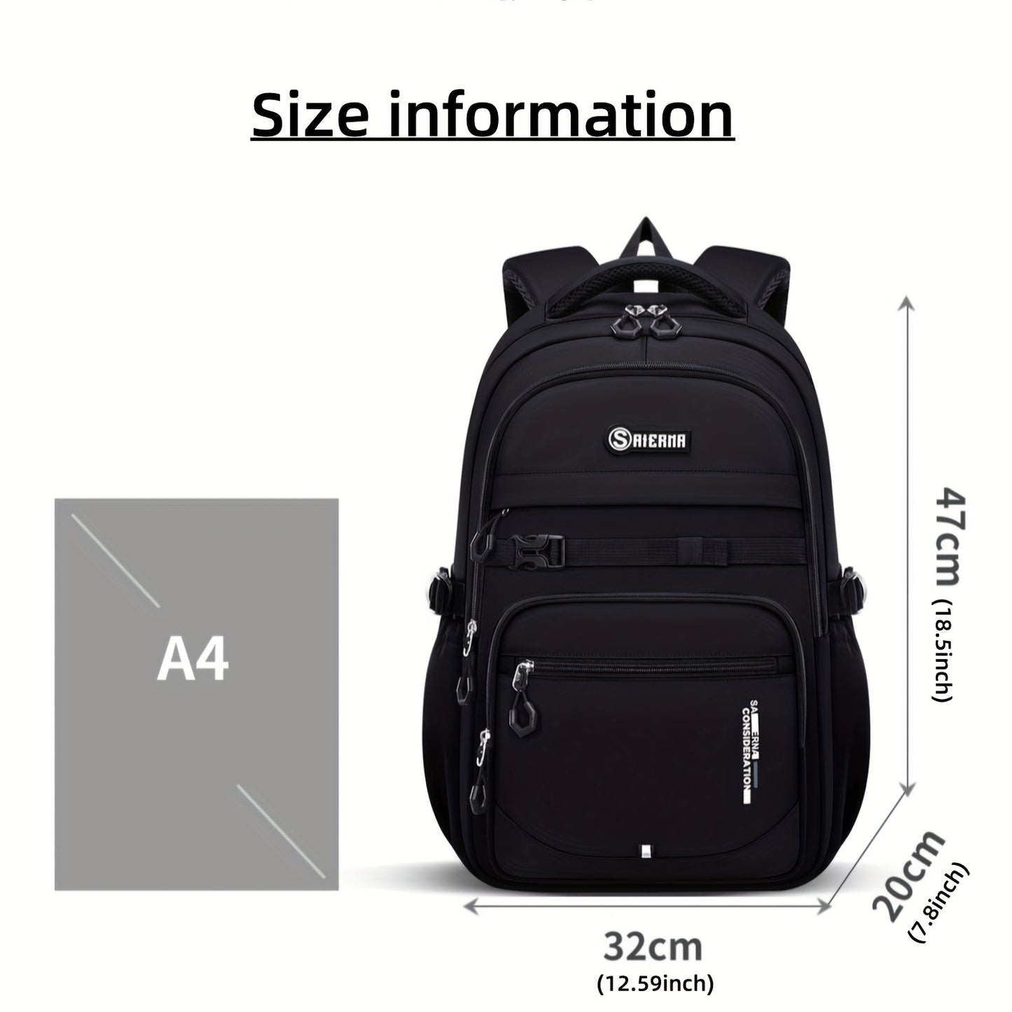 Men'S Nylon Casual Backpack - Large Capacity with Zipper Closure, Multiple Compartments & Pockets, Durable Unisex School, Travel, Commute Bag for High School, Middle School, Business, Daily Use, School Bag, Modern Backpack, Versatile Backpack
