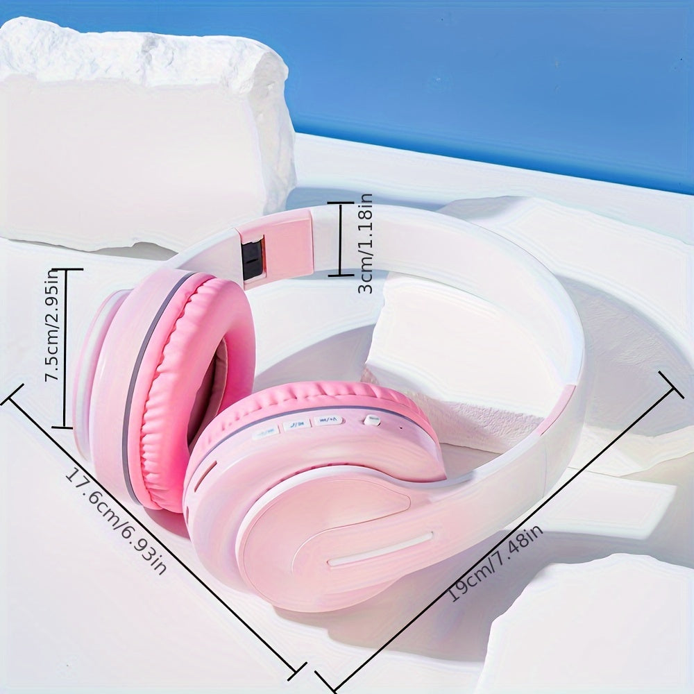 813 Wireless Over-Ear Headphones - HiFi Stereo Sound, Wireless & Radio Modes, TF Card Playback, Soft Padded Earmuffs, HD Voice Calls, Portable Folding Design in Vibrant Colors for Outdoor Exercise