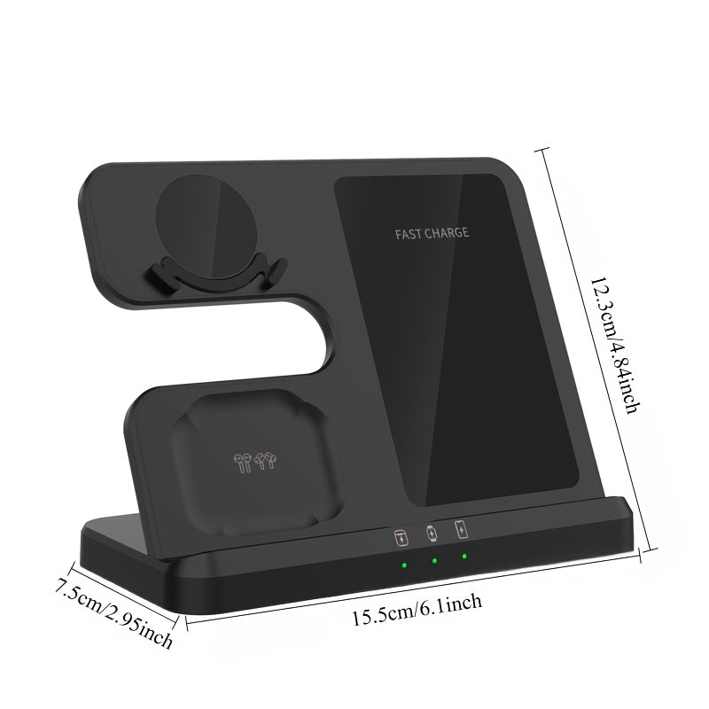 3in 1 Wireless Charger Station for Samsung Fast Charging Dock for Galaxy S25 S24 S23 S22 S21 Ultra FE Note 20 10 9 Z Flip Fold 6 5 4 3 Series for Galaxy Watch 5 Pro/5/4/3/Active 2/1, Buds+/Pro/Live Desktop Wireless Chargers Phone Holder Stand