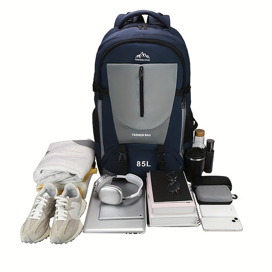 80L Men's Cycling Backpack - Large Capacity, Navy Blue & Gray, Nylon Sports Travel Bag with Laptop Sleeve, Shoe Compartment, Adjustable Straps, and Multiple Pockets for Outdoor Adventures, Adventure Gear|Organized Storage|Durable Nylon