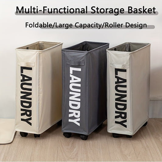 1pc large capacity multi-functional wheel storage basket, folding and moving laundry basket storage basket, suitable for dormitory, family, gym, christmas home decor, Bedroom, laundry room storage and organization