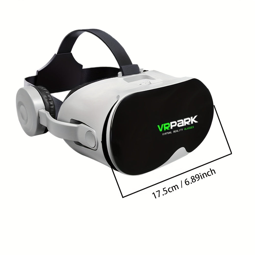 VRPARK Next-Gen VR Headset with Adjustable Dual Lenses for 600+ Myopia, Front Flip Cover & Breathable Panel - Fits 13.97-18.29cm Smartphones, Immersive Video & Gaming Experience, Wireless, VR Headset for Gaming, Sleek Headset Design, Adjustable Headgear