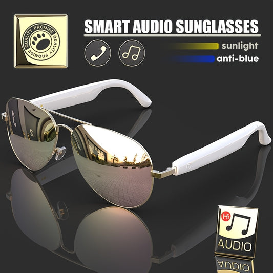 Men's Multi-Functional Smart Sunglasses with Built-in Battery, Voice Assistant, Music/Phone Calls & Touch Camera - Protection, Anti-Blue Light Lenses, Wide Frame (>139mm) - Valentine's Day/Mother's Day/Father's Day Gifts, Music Listening, Call Handling,