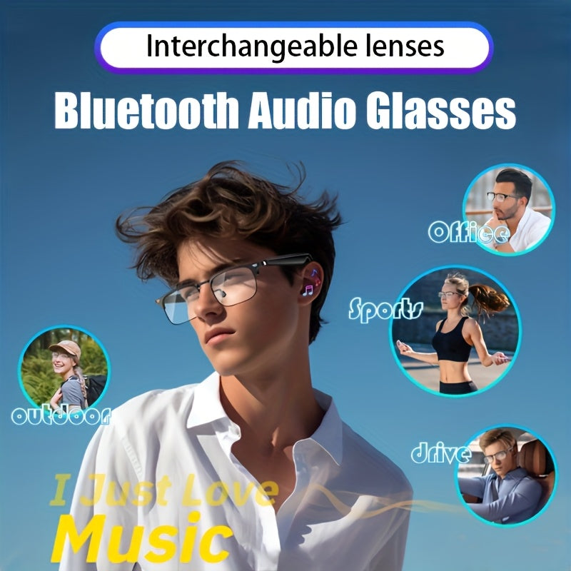 Wireless 5.3 Wireless Smart Glasses: HD Music, Hands-free Calling, Touch Control, Built-in Microphone & Noise Cancellation/Dual Speakers, Lightweight, Outdoor/Hiking/Running/Driving/Office - Lightweight Unisex Sport