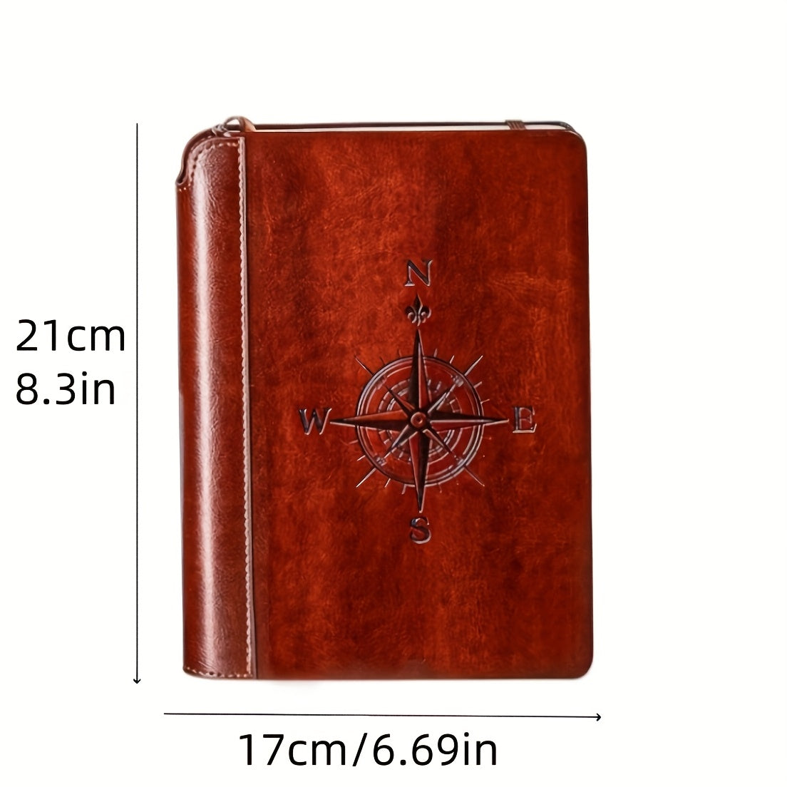 A5 Compass Notebook - Elegant Brown Hardcover Journal Diary with Compass Rose, 400 Pages, Thick 100GSM Paper, Built-in Bookmark, for Writing, Travel, Office, School - Perfect Gift for Writers, Artists, Students, Professionals - Men & Women, Diary Noteboo