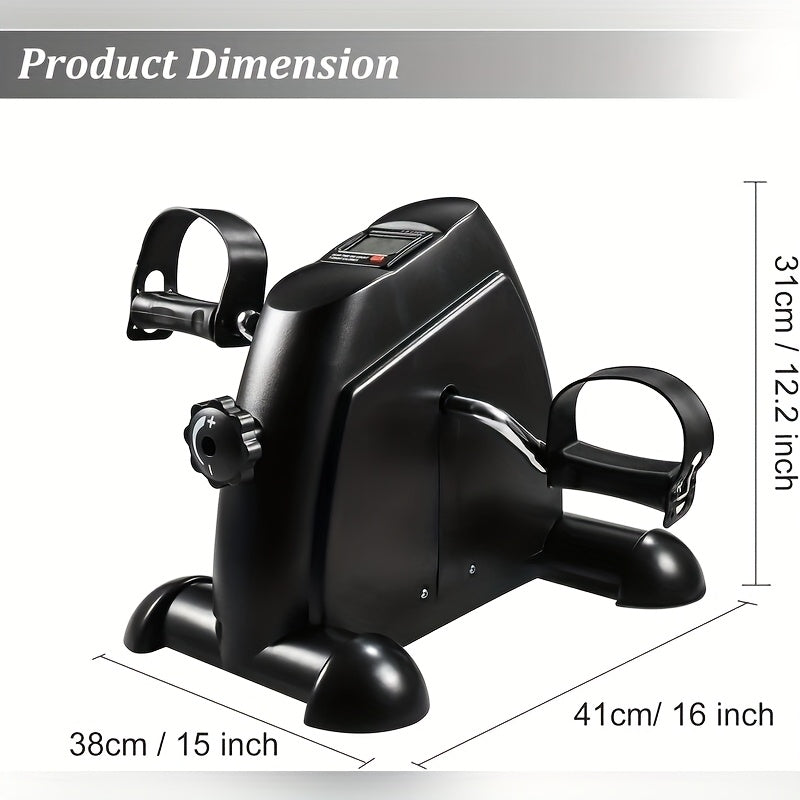 Portable Mini Exercise Bike with LCD Monitor - Adjustable Resistance Foldable Non-Electric Bike, Belt-Driven Friction System & Stabilizing Feet for Home Gym, Seniors, Small Spaces - Track Calories, Time, Distance (Black), Mini Bike
