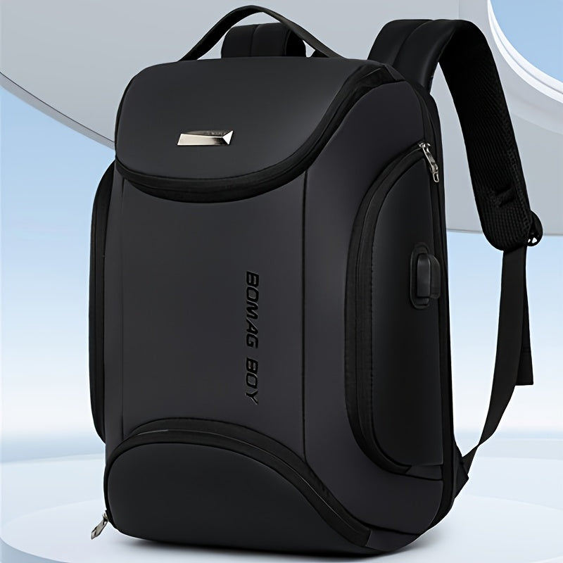 Large Capacity Laptop Backpack - Heavy-Duty Oxford Fabric Travel, Business, Hiking Backpack with Multiple Compartments, Padded Shoulder Straps & Front Pocket - Compatible with 38.1cm Laptop for Work, School, Camping, Backpacking - Available in Black/Navy