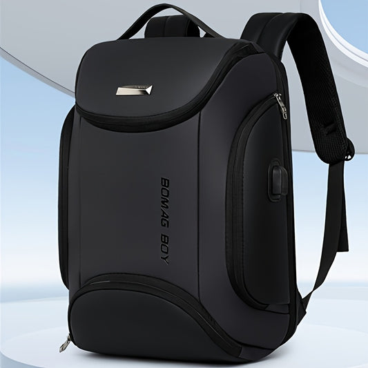 Large Capacity Laptop Backpack - Heavy-Duty Oxford Fabric Travel, Business, Hiking Backpack with Multiple Compartments, Padded Shoulder Straps & Front Pocket - Compatible with 38.1cm Laptop for Work, School, Camping, Backpacking - Available in Black/Navy