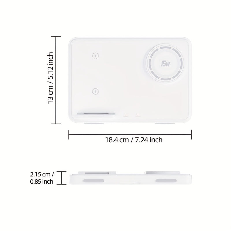 4in 1 Foldable Magnetic Wireless Charging Station with Night Light, Supports Charging Two Smartphones, for iPhone Apple Watch and, for Galaxy Watch and Buds