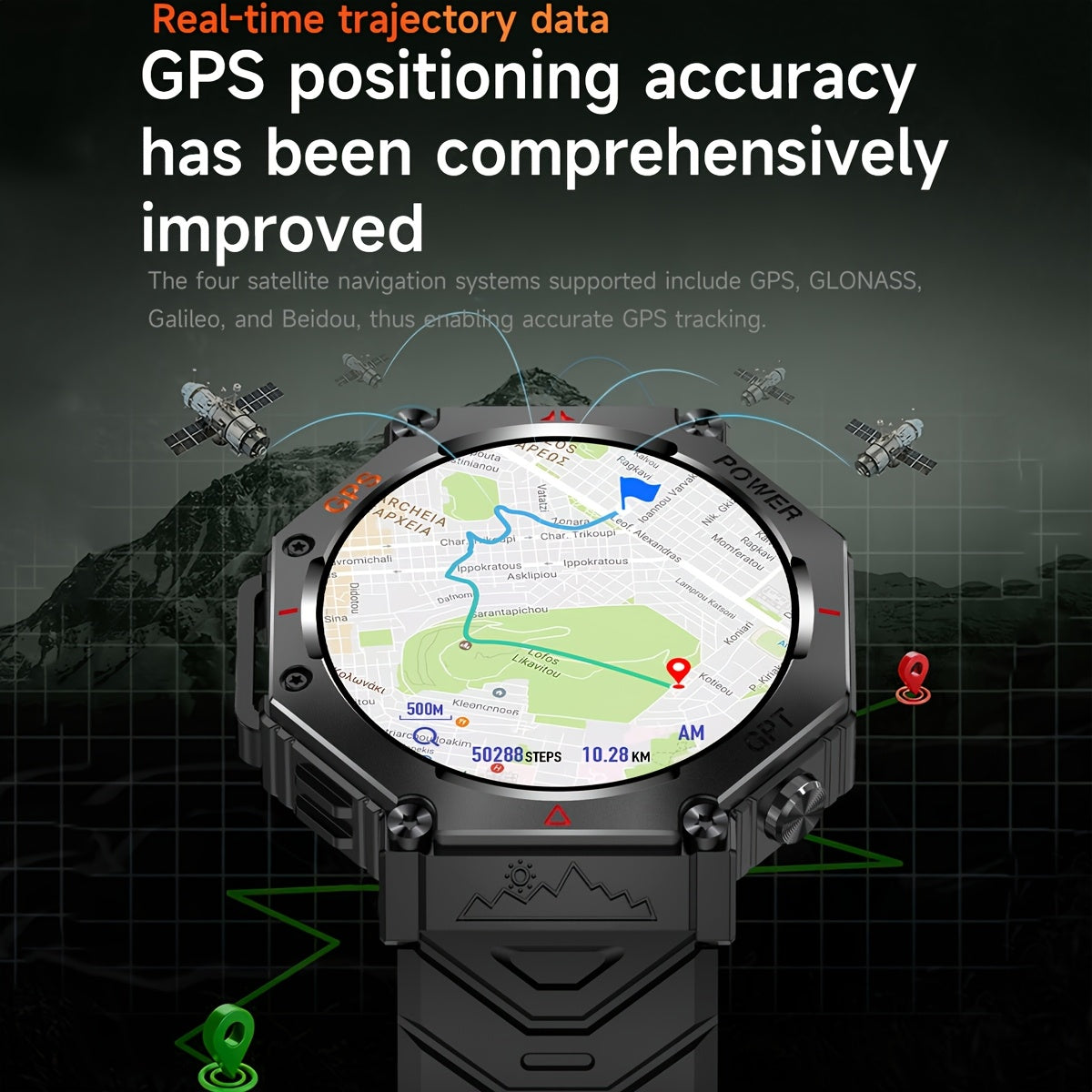 New Ai ChatGPT GPS Smart Watch Men 530mAh Wireless Call 3ATM Outdoor LED Flashlight Compass Sport Smartwatch 2025