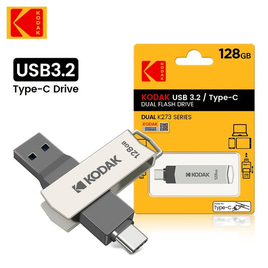 128GB USB 3.2 Flash Drive OTG by Kodak - High-Speed & Top-Quality for Macbook, Notebooks, Tablets & Smartphones!
