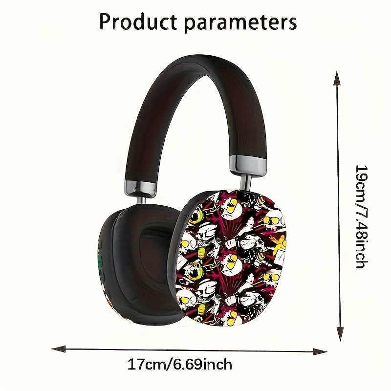Long-Lasting Wireless Headphones with Soundproof Headband, Graffiti Pattern Design, Suitable for Outdoor Sports, Running, Music Headphones