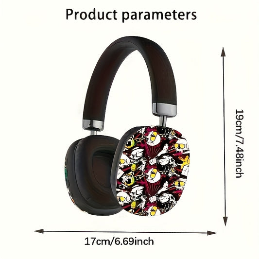 Long-Lasting Wireless Headphones with Soundproof Headband, Graffiti Pattern Design, Suitable for Outdoor Sports, Running, Music Headphones