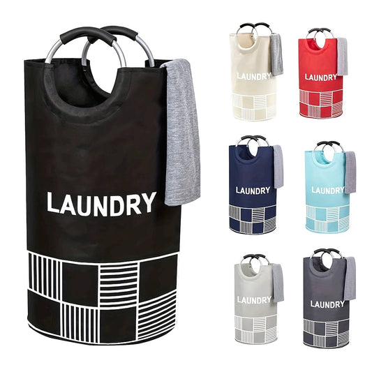 Large Laundry Basket, Laundry Hamper, Laundry Bag with Padded Handles, Collapsible Laundry Basket Easy Storage, Casual Style, Fabric Material, Round Shape, Various Room Types, Laundry Baskets