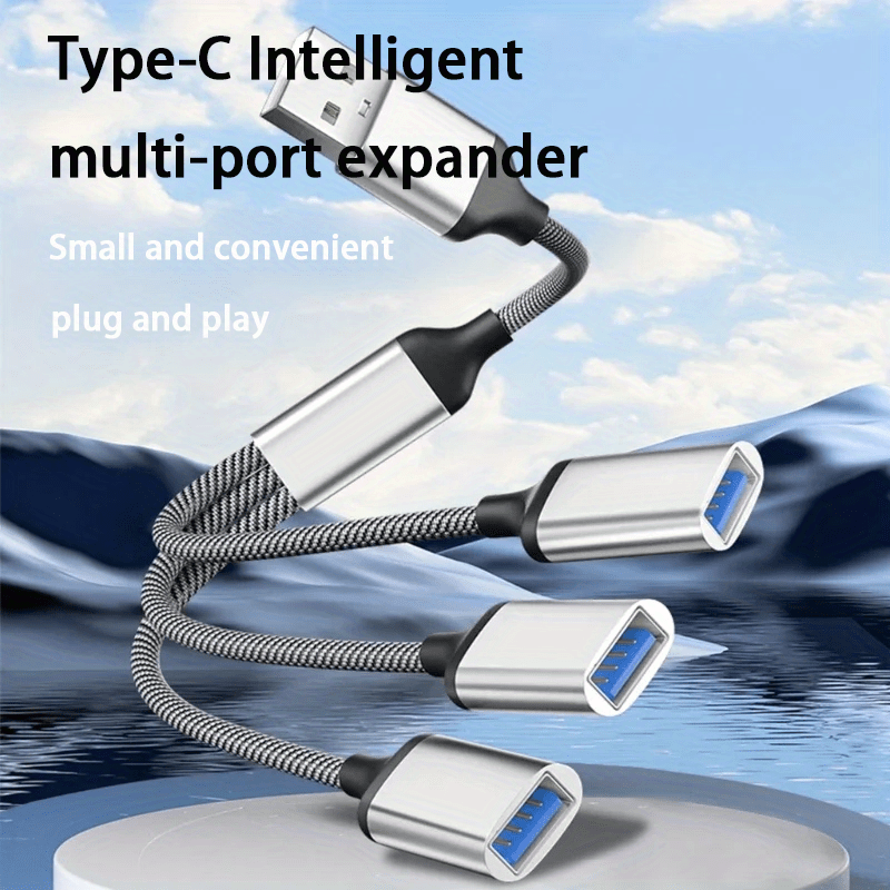 A Device That Expands USB Connectivity With 3 Female Ports And 1 Male Port, Allowing For Multiple USB Connections.