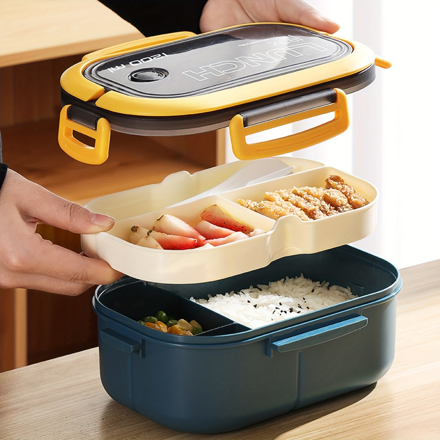 Bpa-Free, Microwave-Safe, Bento Box with Spoon And Fork - High Capacity, Leak-Proof, And Suitable for Travel And Office Lunches