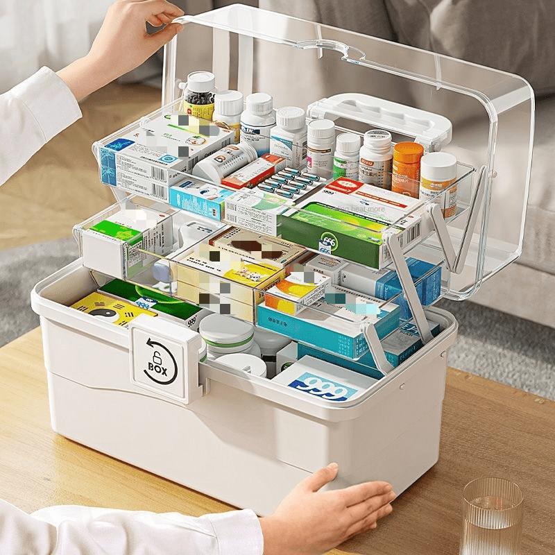 Medicine box Household large-capacity family medicine box Multifunctional sundries storage box High-value desktop shelf Multi-purpose bar, used for multi-purpose storage boxes such as kitchens, bedrooms and bathrooms