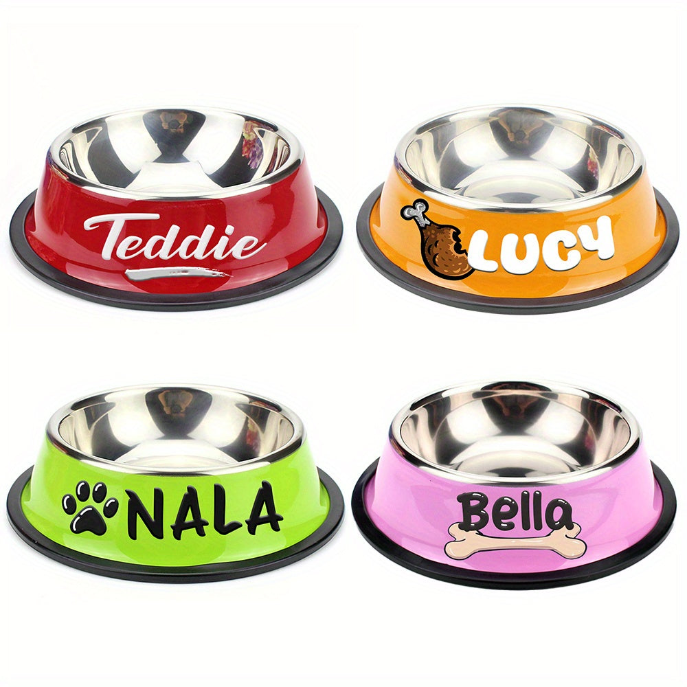 Personalized Anti Slip Stainless Steel Pet Bowl with Custom Name - Perfect for Cats And Dogs, Perfect for Food And Water Supply