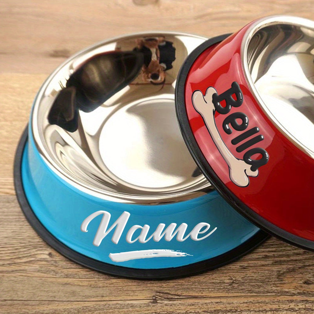 Personalized Anti Slip Stainless Steel Pet Bowl with Custom Name - Perfect for Cats And Dogs, Perfect for Food And Water Supply