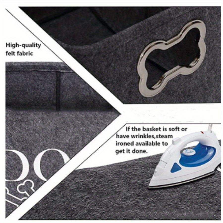 1pc Pet Toy Storage Box, Felt Dog Toy Organizer, Durable And Portable Dog Toy Holder