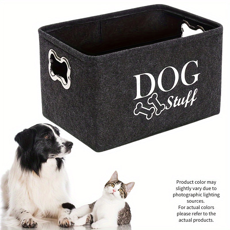 1pc Pet Toy Storage Box, Felt Dog Toy Organizer, Durable And Portable Dog Toy Holder