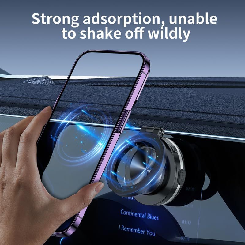 Electric Magnetic Rotation Folding Bracket for Cars, 360° Adjustable, Strong Adhesion, Compatible with All Phones, Zinc Alloy Material, Non-Waterproof, Dashboard Mount
