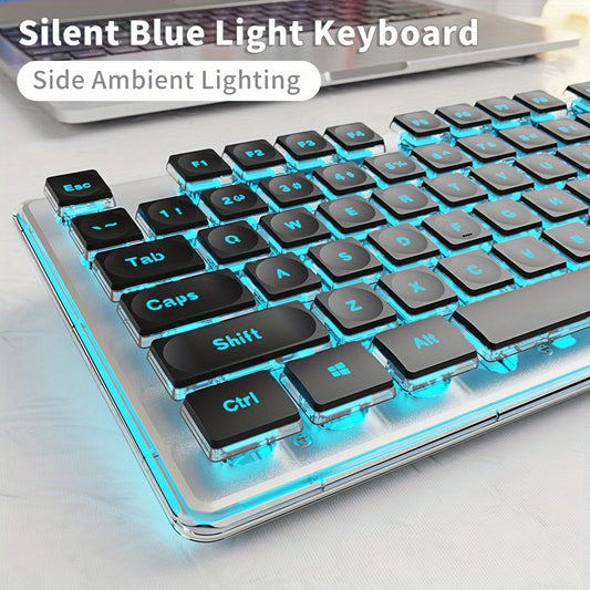 EWEADN Gaming Keyboard wired LED-backlit, black Office keyboard silent full size, ergonomic design keyboards slim, Compatible with Windows/Laptop/ PC peripherals, suitable for e-sports gamers, school dormitory, study and work